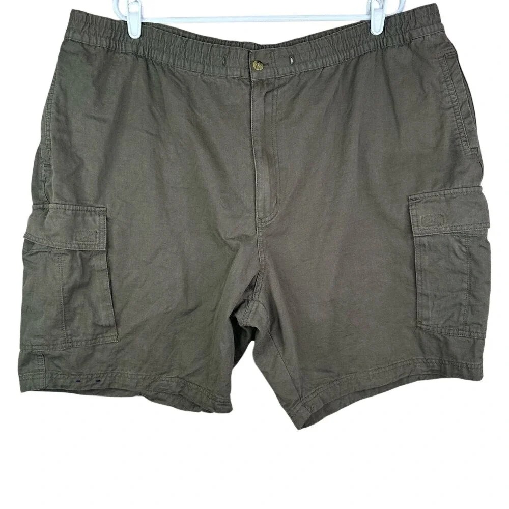 Bugle Boy Men's Cargo Shorts XXL Green Cotton Elastic Waist Utility VTG 80s 90s